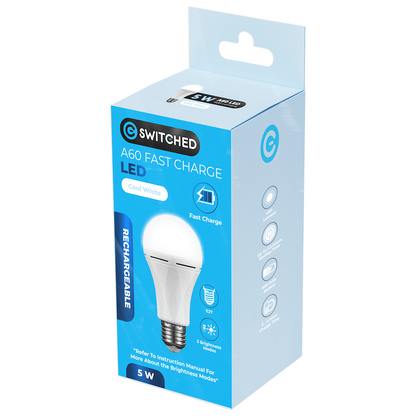 Switched 5w A60 Rechargeable Fast Charge E27 LED - CW