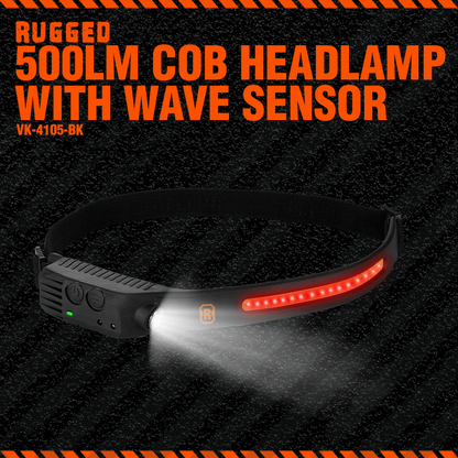 Rugged by Volkano 500lm COB Headlamp with Wave Sensor