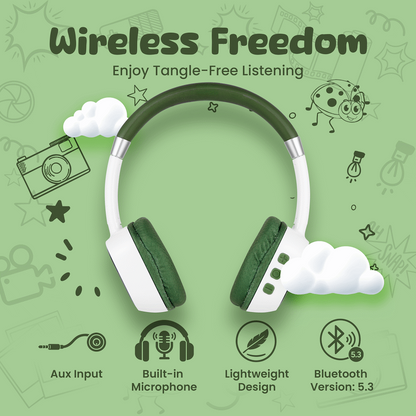 Volkano Wonder Bluetooth Wireless Headphones - Green