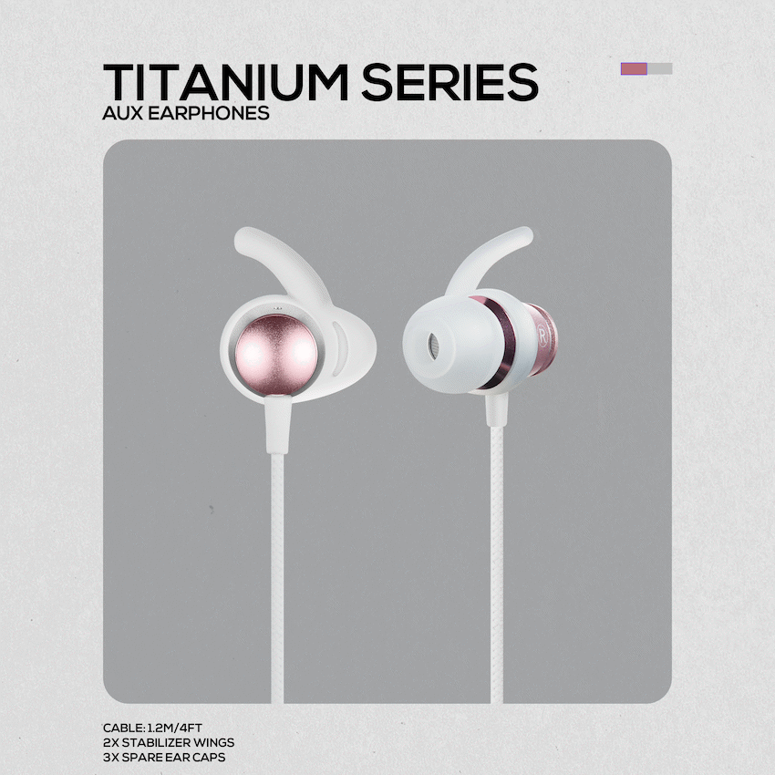 Volkano Titanium Series AUX Earphone - Rose Gold