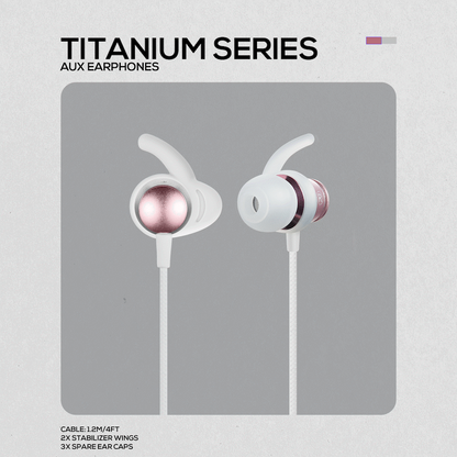 Volkano Titanium Series AUX Earphone - Rose Gold
