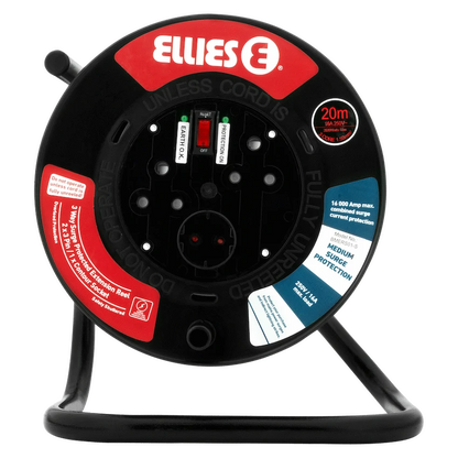 Ellies Heavy Duty Surge Extension Reel - 20m - BK
