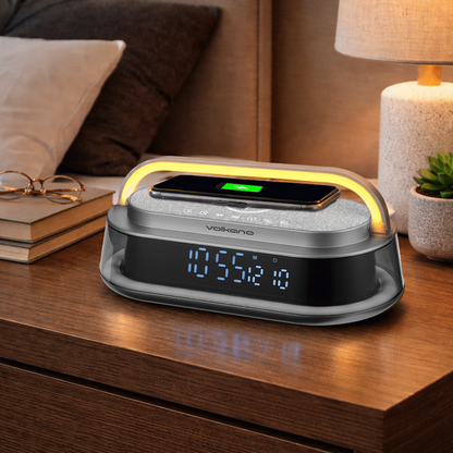 Volkano Awaken Series Alarm Clock with Wireless Charging and Speaker