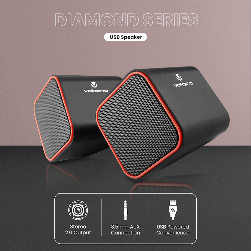 Volkano Diamond Series USB Speaker - Red