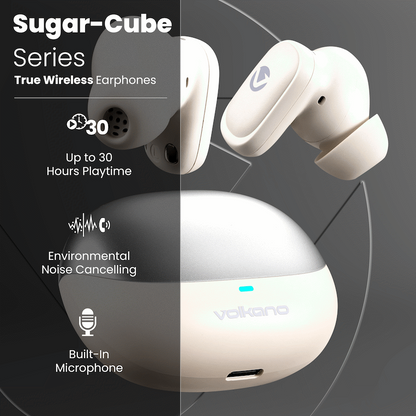 Volkano Sugar-Cube Active Noise-Cancelling True Wireless Earphones - Nude