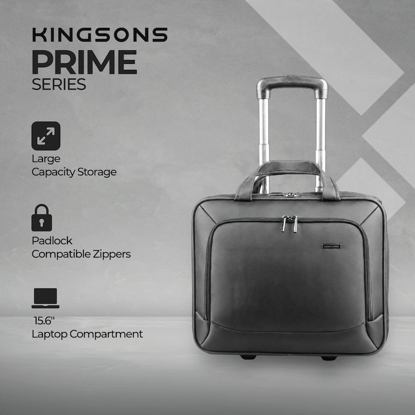 Kingsons Prime 15.6" Laptop Trolley Bag - Black