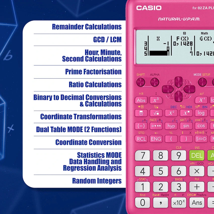 Casio FX-82 ZA Plus II Calculator - Pink