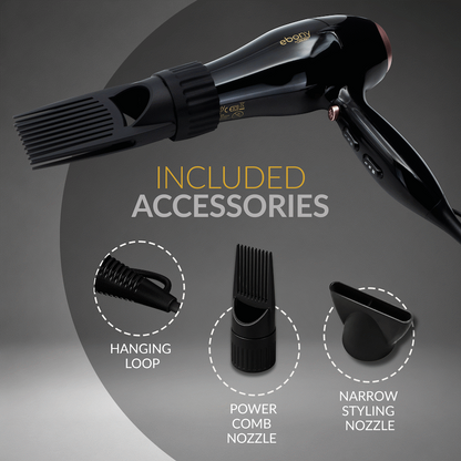 Elektra Ebony Power Comb Hairdryer