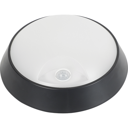 Ellies Spectra Series - AC 15W  Round LED Bulkhead with 3CCT and Sensor -BK