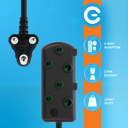 Switched Light Duty Side by Side (SBS) Extension Leads 20M - BK