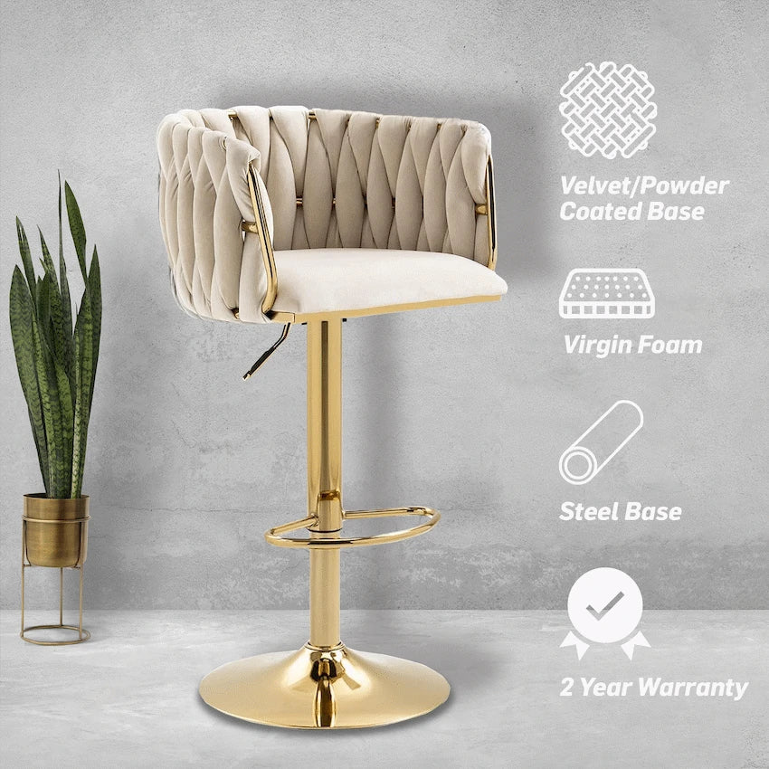Everfurn Princeton Barstool - Gold & Cream