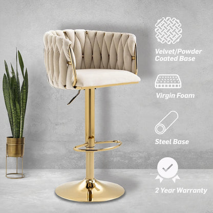 Everfurn Princeton Barstool - Gold & Cream