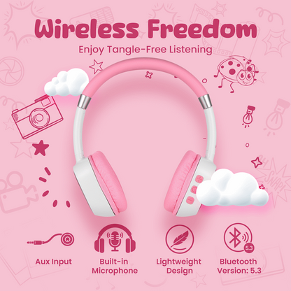 Volkano Wonder Bluetooth Wireless Headphones - Pink