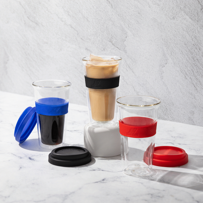 Snappy Thermal Glass Tumbler 400ml Black ( Order in Qty of 6)