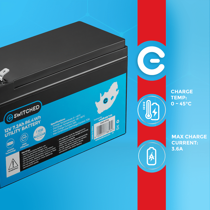 Switched LiFePO4 Gate Motor/Alarm Battery