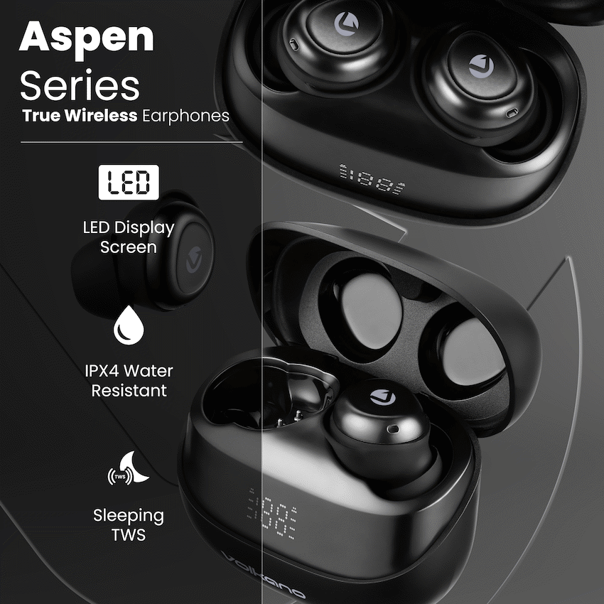 Volkano Aspen True Wireless Earphones - Black