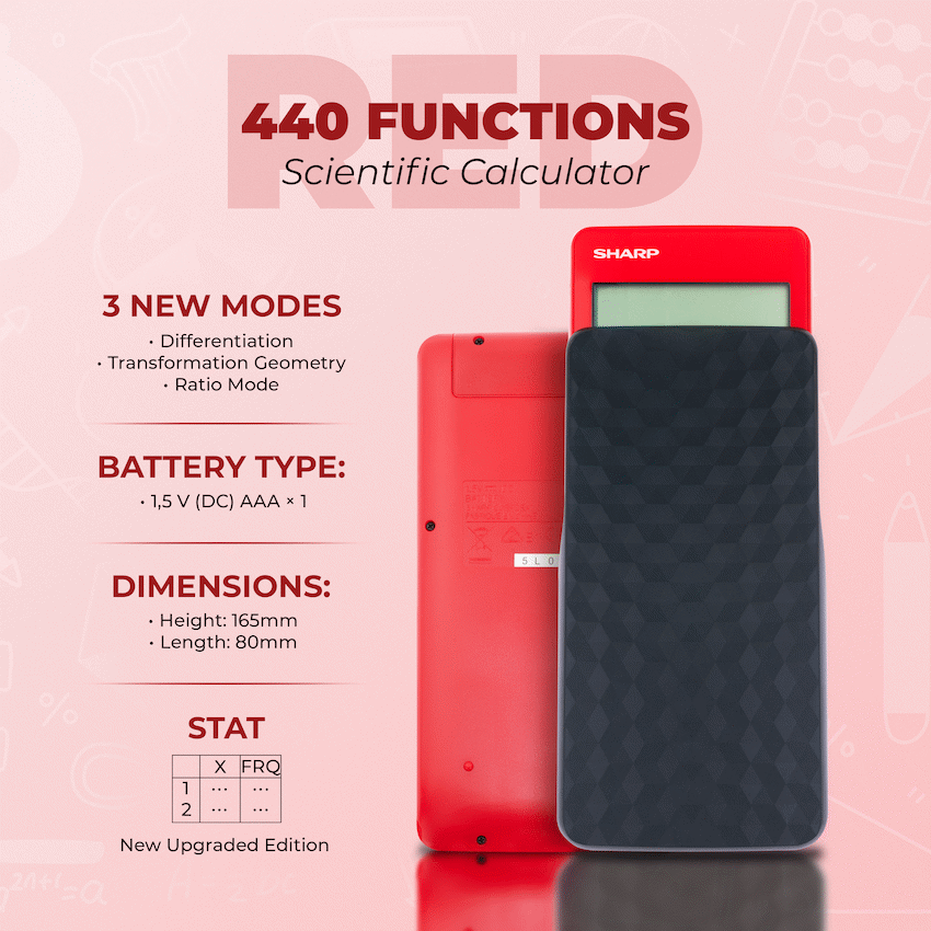 Sharp EL-W535SAII Red Scientific Calculator