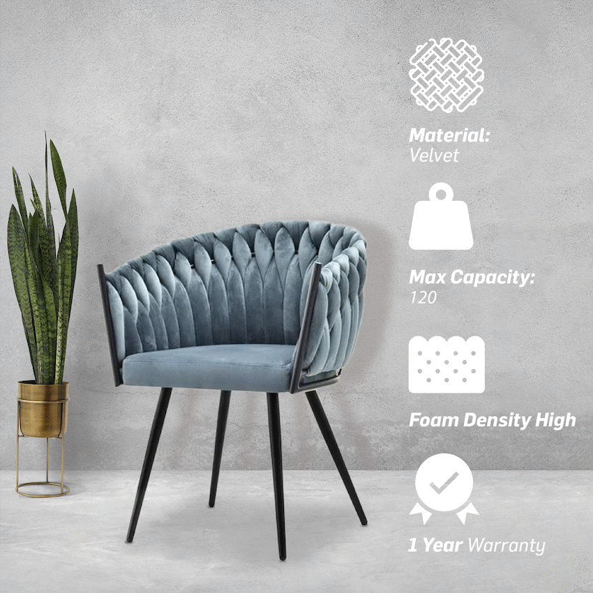 Everfurn Opulent Large Velvet Casual Chair Hazy Blue -2 Pack