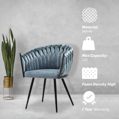 Everfurn Opulent Large Velvet Casual Chair Hazy Blue -2 Pack