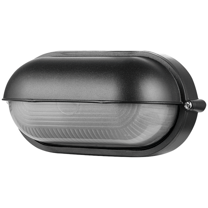 Ellies Arc Series - Large AC Oval Bulkheads - Aluminium + Glass - E27 Base -BK