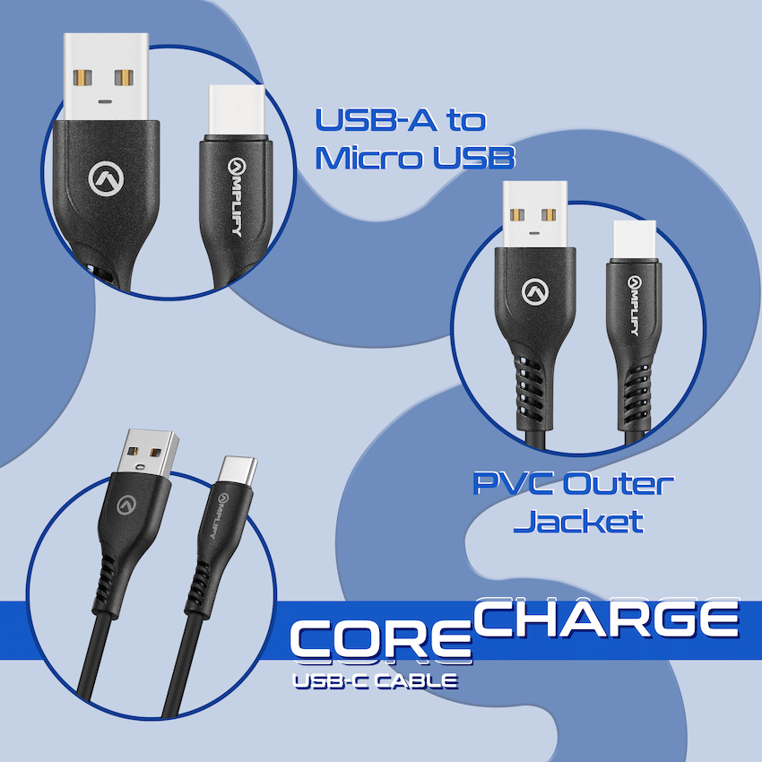 Amplify CoreCharge Series 1.2m USB-C Cable - Black