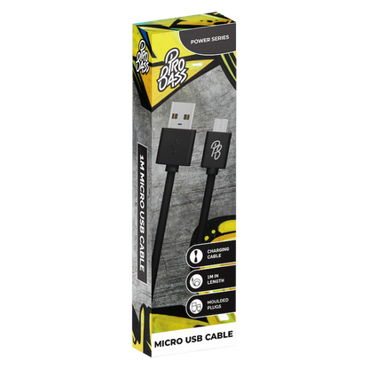 Pro Bass Power Series Boxed Round Micro USB Cable - Black