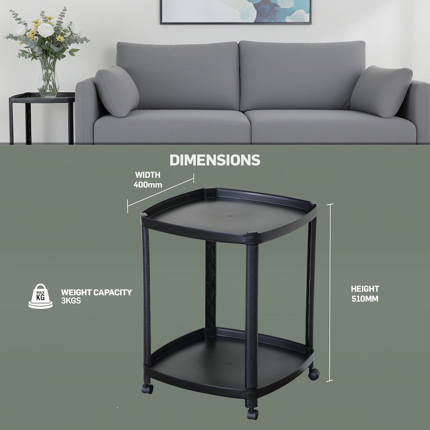 Everfurn Tay Side Table with Casters - Black
