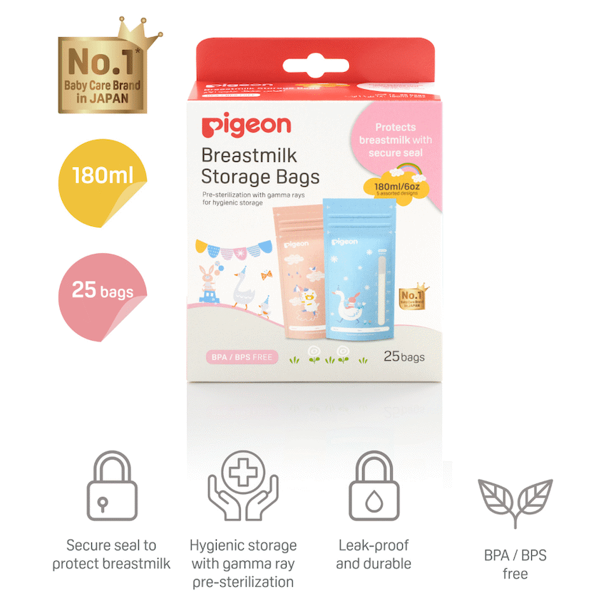 Pigeon - Breast Milk Storage Bag 180ml Animal Design