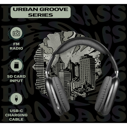 Pro Bass Urban Groove Series Bluetooth Headphones - Black