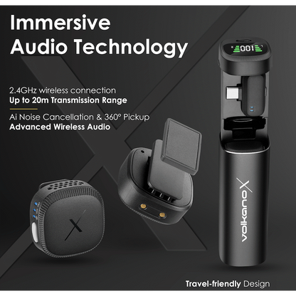VolkanoX Lucid Series Lavalier Microphones with Charging Case