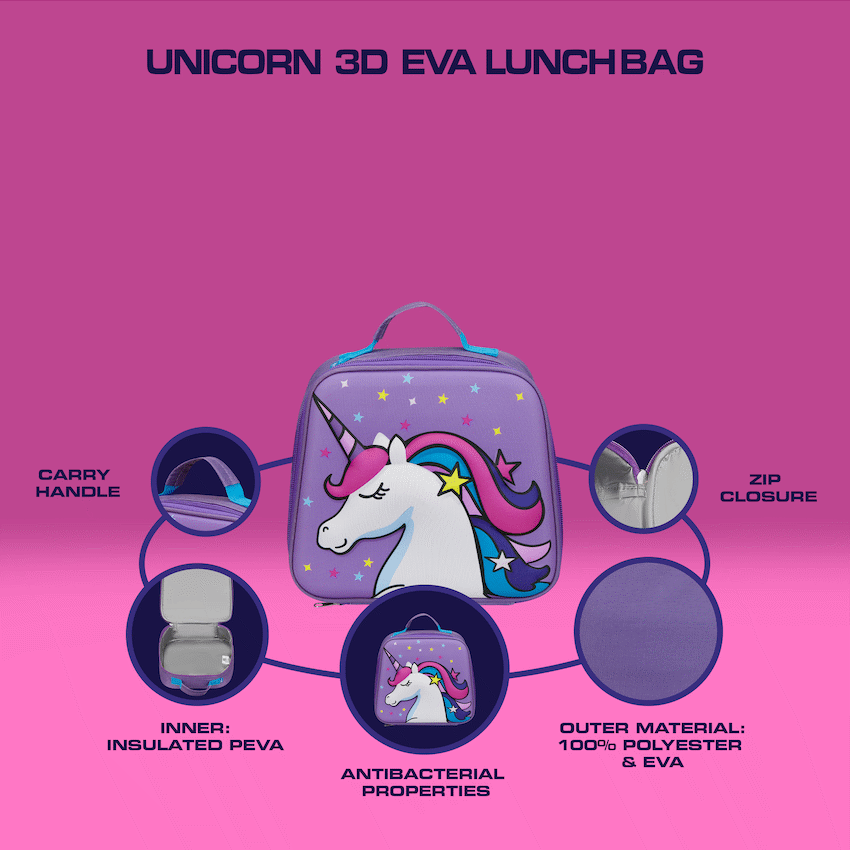Quest Unicorn 3D EVA Lunch Bag Purple