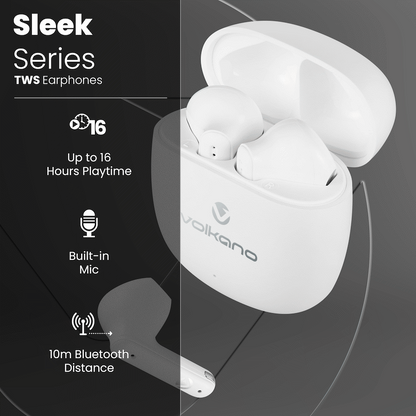 Volkano Sleek Series TWS Earphones - White