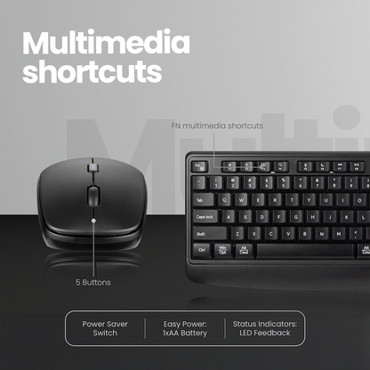 Volkano Onyx Keyboard and Mouse Combo With Dual mode BT