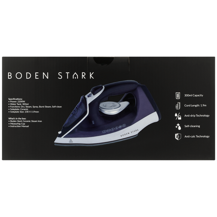 Boden Stark Ceramic Steam Iron - Purple