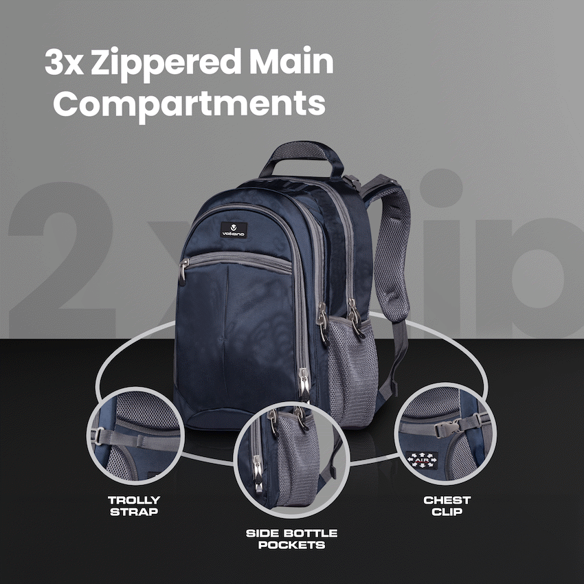 Volkano Orthopaedic Backpack 27L - Navy/Grey