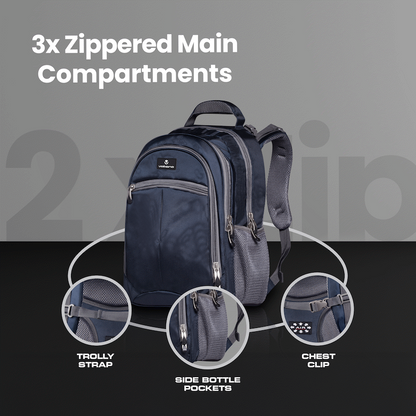Volkano Orthopaedic Backpack 27L - Navy/Grey