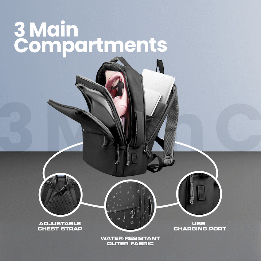 Volkano Under-Seat Traveller Backpack Black