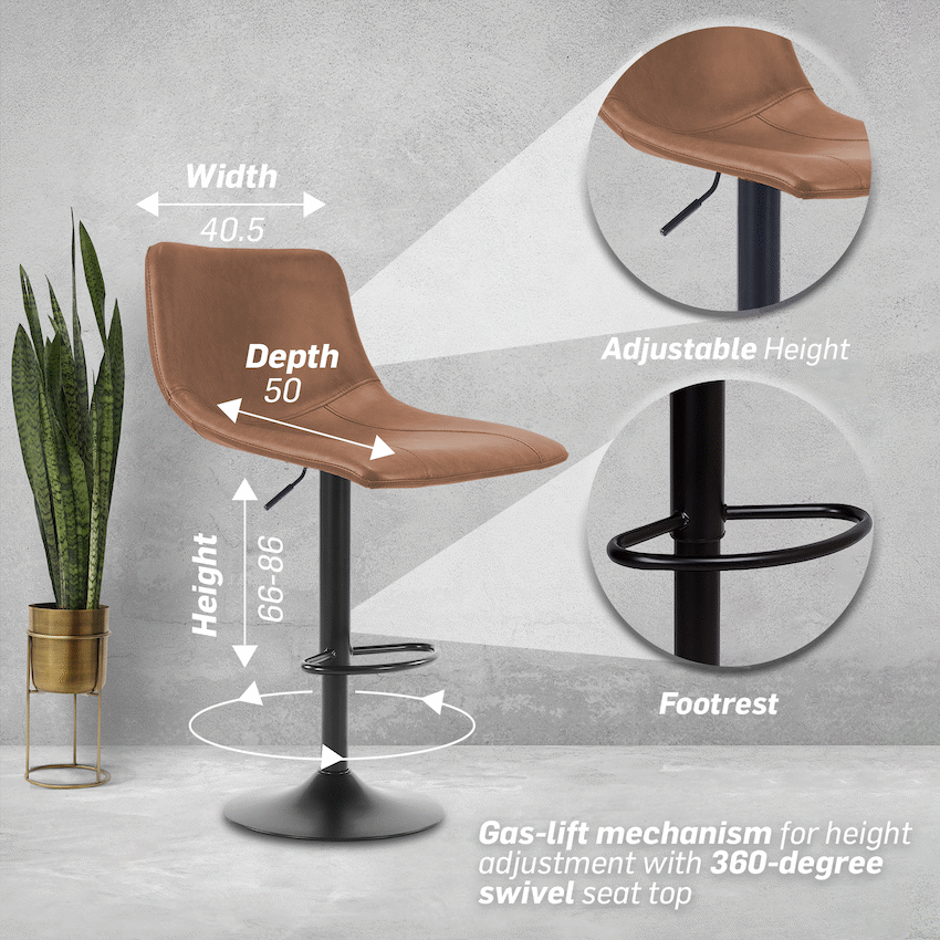 Everfurn Pinda Barstool Light Brown - 2 Pack
