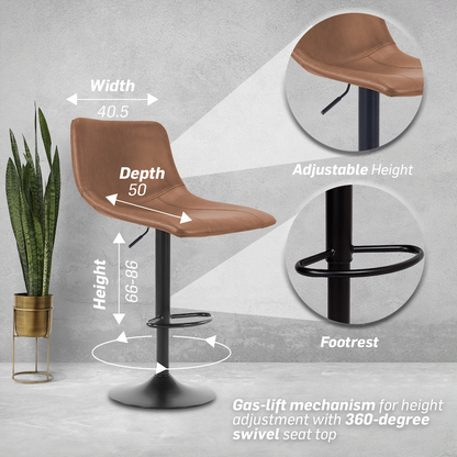 Everfurn Pinda Barstool Light Brown - 2 Pack