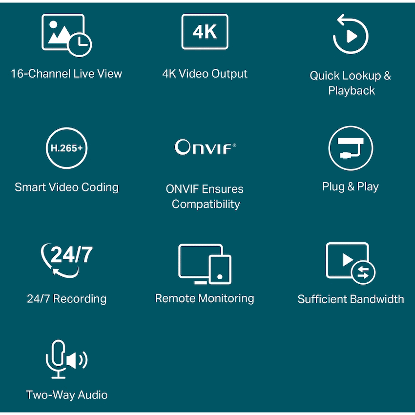 TP-Link Vigi NVR2016H 16-Channel Network Video Recorder