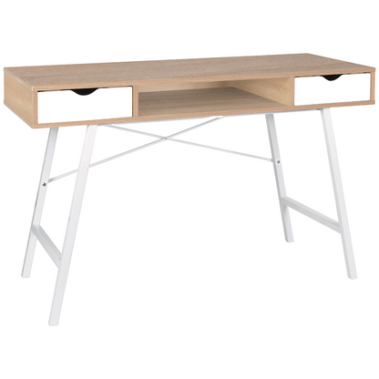 Everfurn Rain Work Desk - Study Desk with Two Drawers, Steel Frame, Adjustable Feet