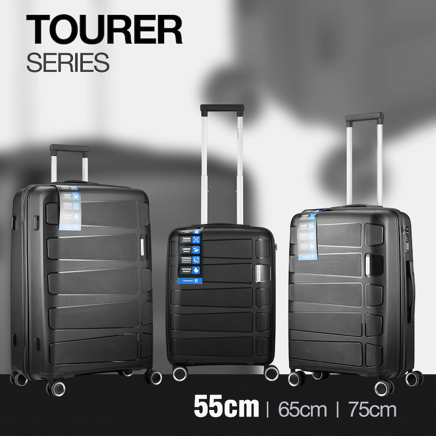 Travelwize Tourer PP 55cm 4-wheel Spinner Luggage Black