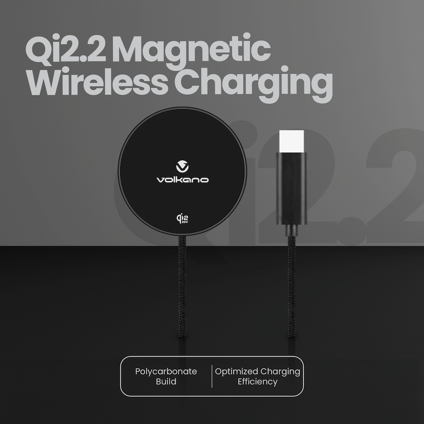 Volkano Magni Series Qi2.2 25W Wireless Charging Pad - Black