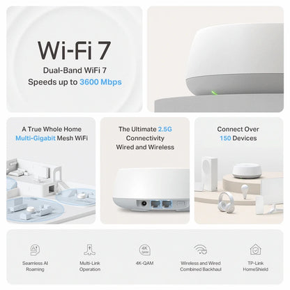 TP-Link Deco BE25 (1-Pack) BE3600 Whole Home Mesh Wi-Fi 7 System