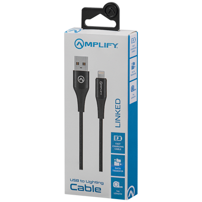 Amplify Linked Series USB-A to Lightning Braided Cable - Black 1m