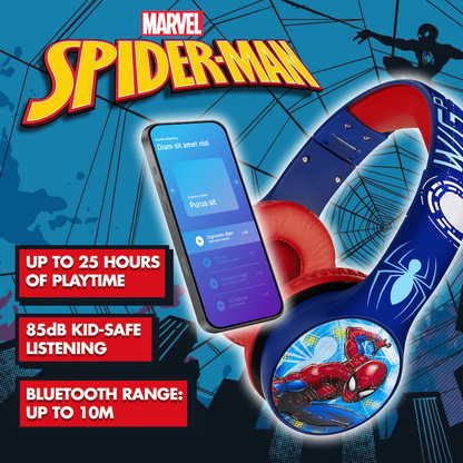 Marvel Spider-Man Bluetooth Padded Headphones with dB Switch Function