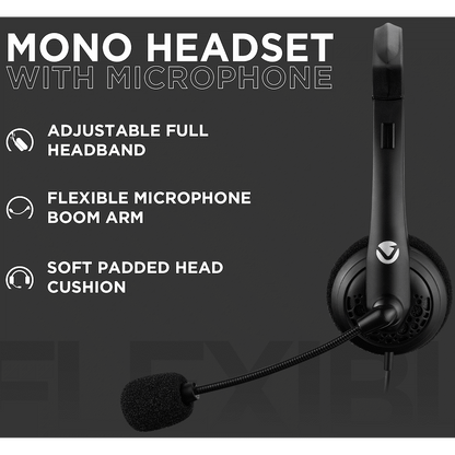 Volkano Chat series mono headset with boom microphone.
