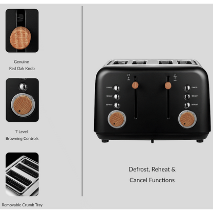 Boden Stark Anson Collection 4-Slice Stainless Steel Toaster - Black