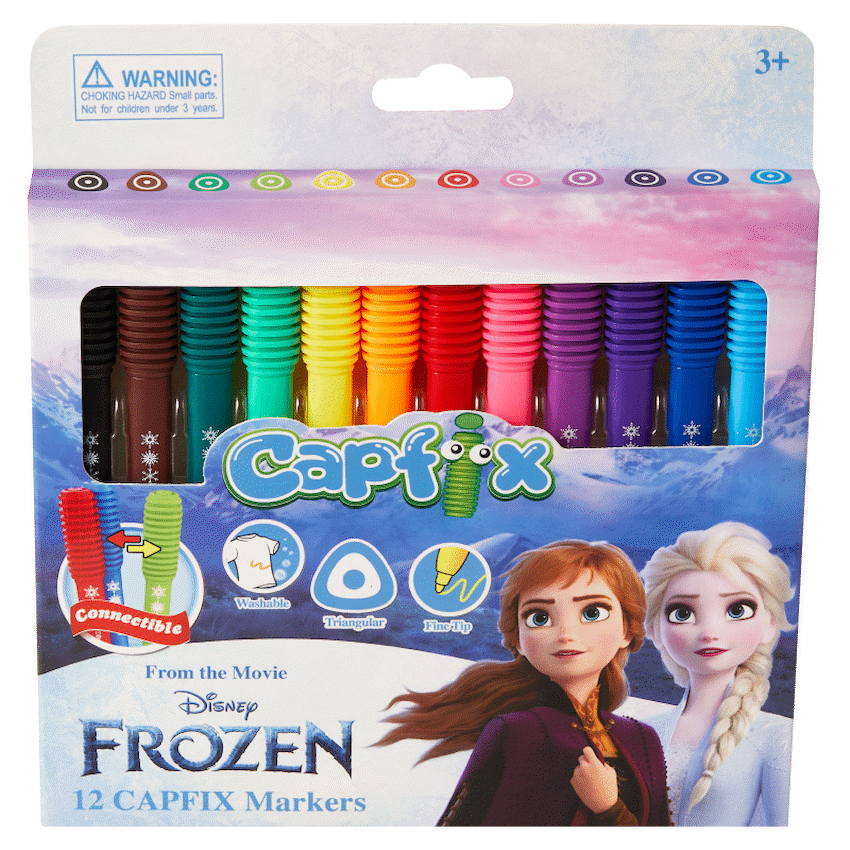 Frozen 12 Capfix Connectable Fibre Markers - Multi
