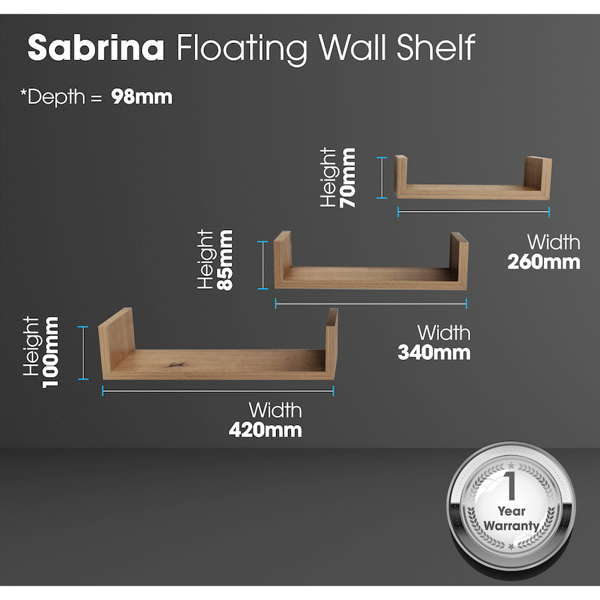 Everfurn Sabrina Floating Wall Shelves - Set of 3